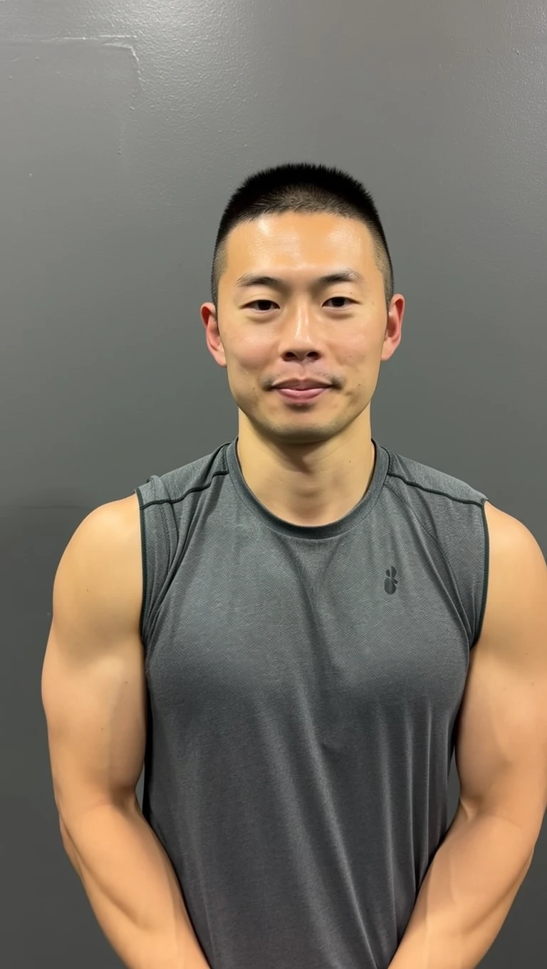 パスポート用証明写真の変換前:普段着の男性